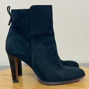 Coach Jemma Heeled Bootie Women's Size 5.5 B Black Suede‎ Leather Ankle Side Zip